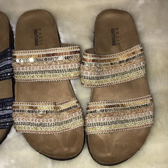 2 pairs of Basic Edition Women’s slip on sandals - Picture 3 of 10